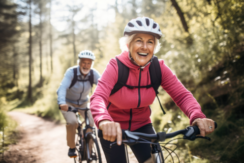 Senioren beim Radfahren in der Natur