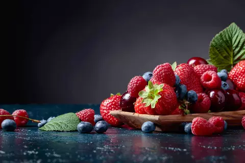 Berries closeup colorful assorted mix.